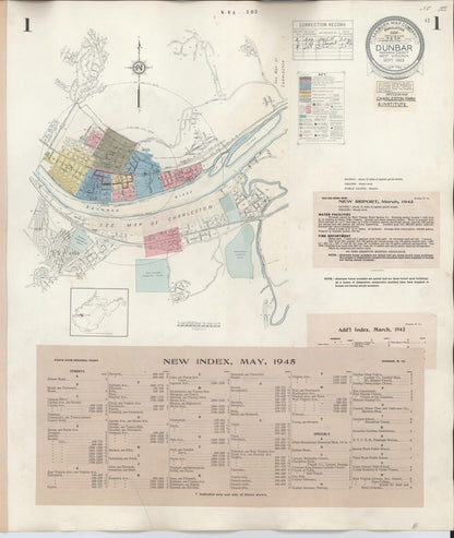 Sanborn Fire Insurance Map from Dunbar, Kanawha County, West Virginia (1950), Sheet #0001 - Complete Map Set gallery image, historic Sanborn map, vintage wall art, West Virginia West Virginia