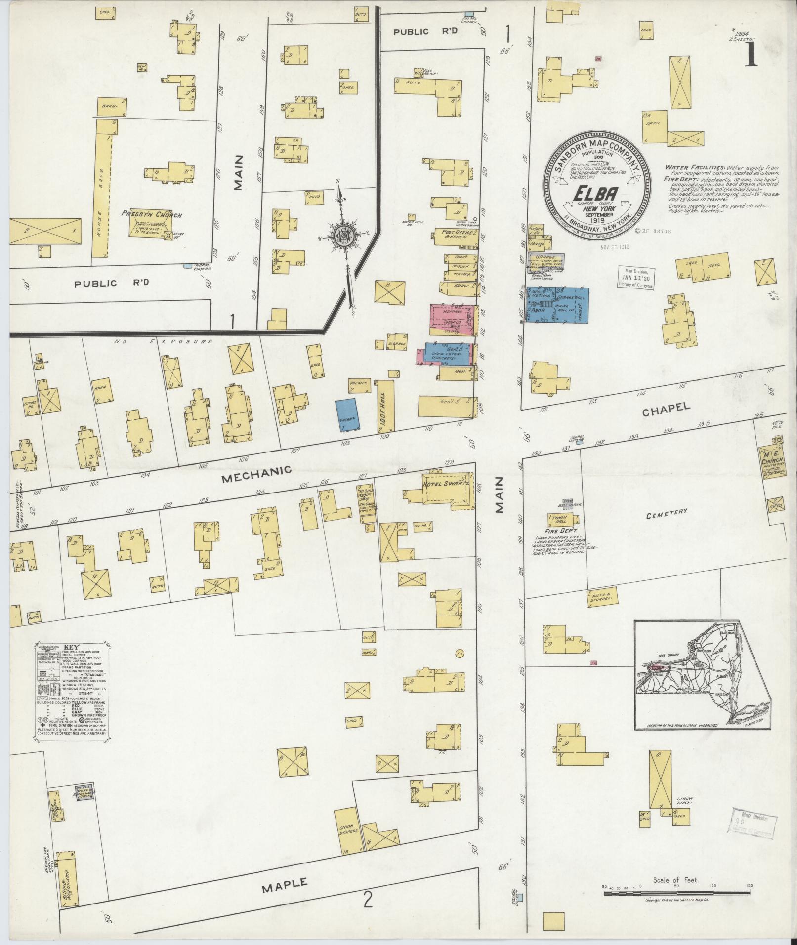 Sanborn Fire Insurance Map from Elba, Genesee County, New York. (1919) – Historic Sanborn Fire Insurance Map Print