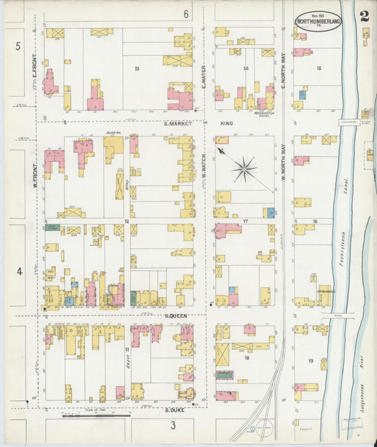 Sanborn Fire Insurance Map from Northumberland, Northumberland County, Pennsylvania (1901), Sheet #0002 - Historic Sanborn Fire Insurance Map Print, vintage old map wall art, antique decor, genealogy gift, Pennsylvania Pennsylvania map