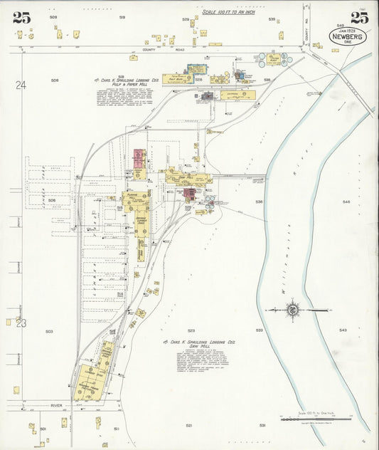 Sanborn Fire Insurance Map from Newberg, Yamhill County, Oregon (1929), Sheet #0025 - Historic Sanborn Fire Insurance Map Print, vintage old map wall art, antique decor, genealogy gift, Oregon Oregon map