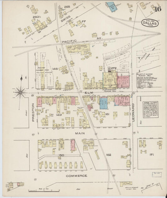 Sanborn Fire Insurance Map from Dallas, Dallas County, Texas (1885), Sheet #0016 - Historic Sanborn Fire Insurance Map Print, vintage old map wall art, antique decor, genealogy gift, Texas Texas map