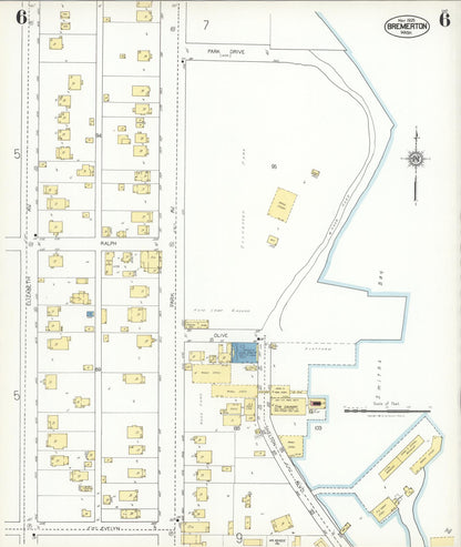 Sanborn Fire Insurance Map from Bremerton, Kitsap County, Washington (1925), Sheet #0006 - Complete Map Set gallery image, historic Sanborn map, vintage wall art, Washington Washington