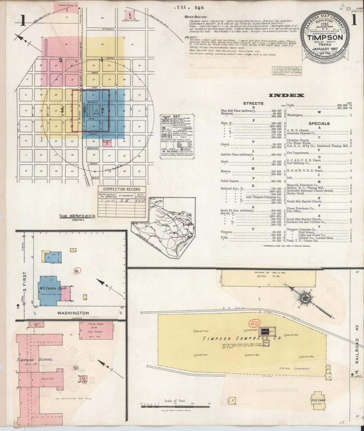 Sanborn Fire Insurance Map from Timpson, Shelby County, Texas (1941), Sheet #0001 - Complete Map Set gallery image, historic Sanborn map, vintage wall art, Texas Texas