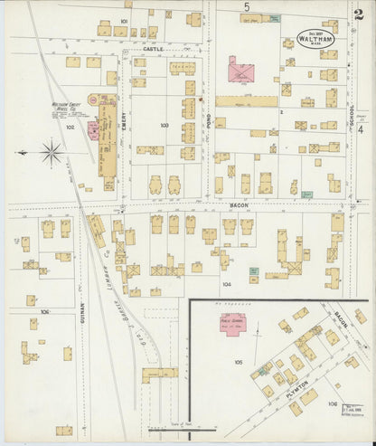 Sanborn Fire Insurance Map from Waltham, Middlesex County, Massachusetts (1897), Sheet #0002 - Historic Sanborn Fire Insurance Map Print, vintage old map wall art, antique decor, genealogy gift, Massachusetts Massachusetts map