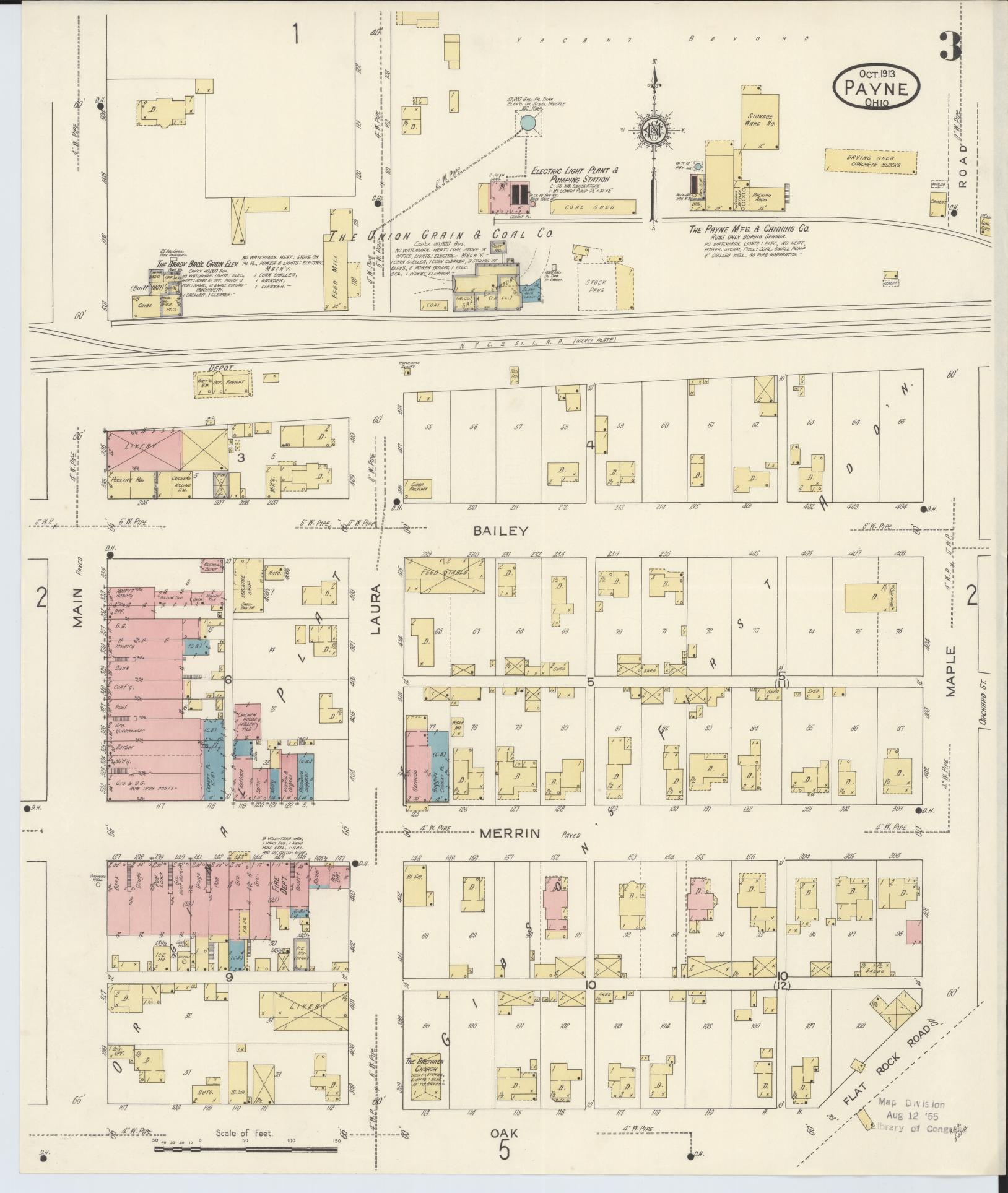 Sanborn Fire Insurance Map from Payne, Paulding County, Ohio (1913), Sheet #0003 - Complete Map Set gallery image, historic Sanborn map, vintage wall art, Ohio Ohio