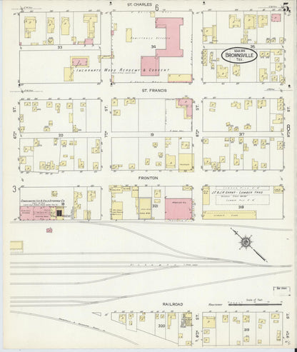 Sanborn Fire Insurance Map from Brownsville, Cameron County, Texas (1914), Sheet #0005 - Complete Map Set gallery image, historic Sanborn map, vintage wall art, Texas Texas