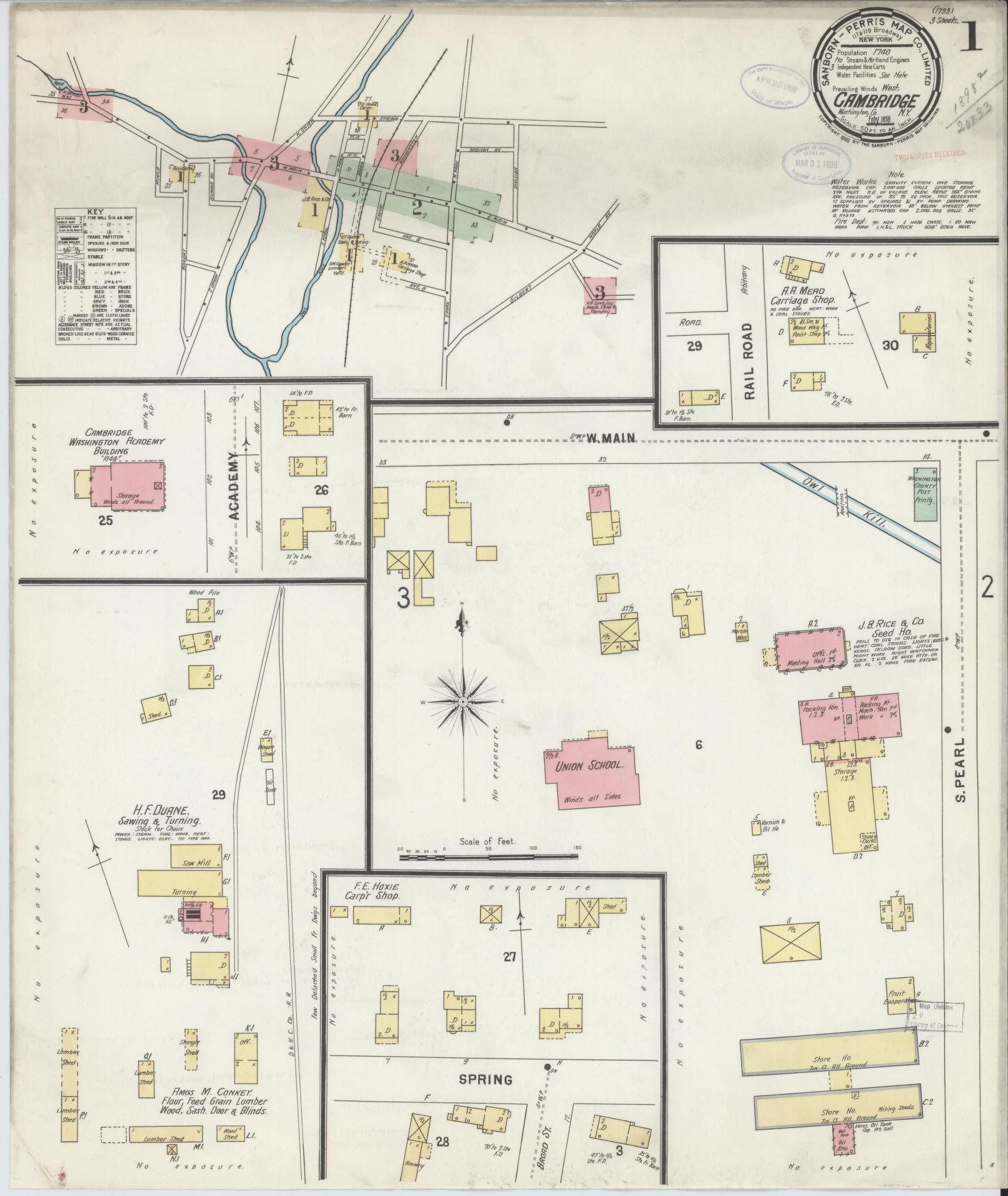Sanborn Fire Insurance Map from Cambridge, Washington County, New York. (1898) – Historic Sanborn Fire Insurance Map Print