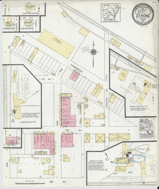Sanborn Fire Insurance Map from Strong, Union County, Arkansas (1921), Sheet #0001 - Historic Sanborn Fire Insurance Map Print, vintage old map wall art, antique decor, genealogy gift, Arkansas Arkansas map