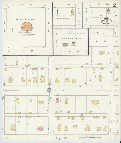 Sanborn Fire Insurance Map from Perry, Noble County, Oklahoma (1913), Sheet #0002 - Complete Map Set gallery image, historic Sanborn map, vintage wall art, Oklahoma Oklahoma