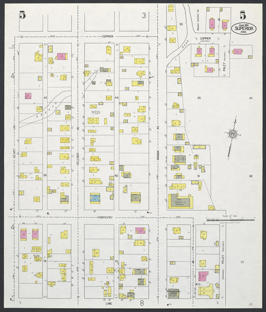 Sanborn Fire Insurance Map from Superior, Pinal County, Arizona (1926), Sheet #0005 - Historic Sanborn Fire Insurance Map Print, vintage old map wall art, antique decor, genealogy gift, Arizona Arizona map