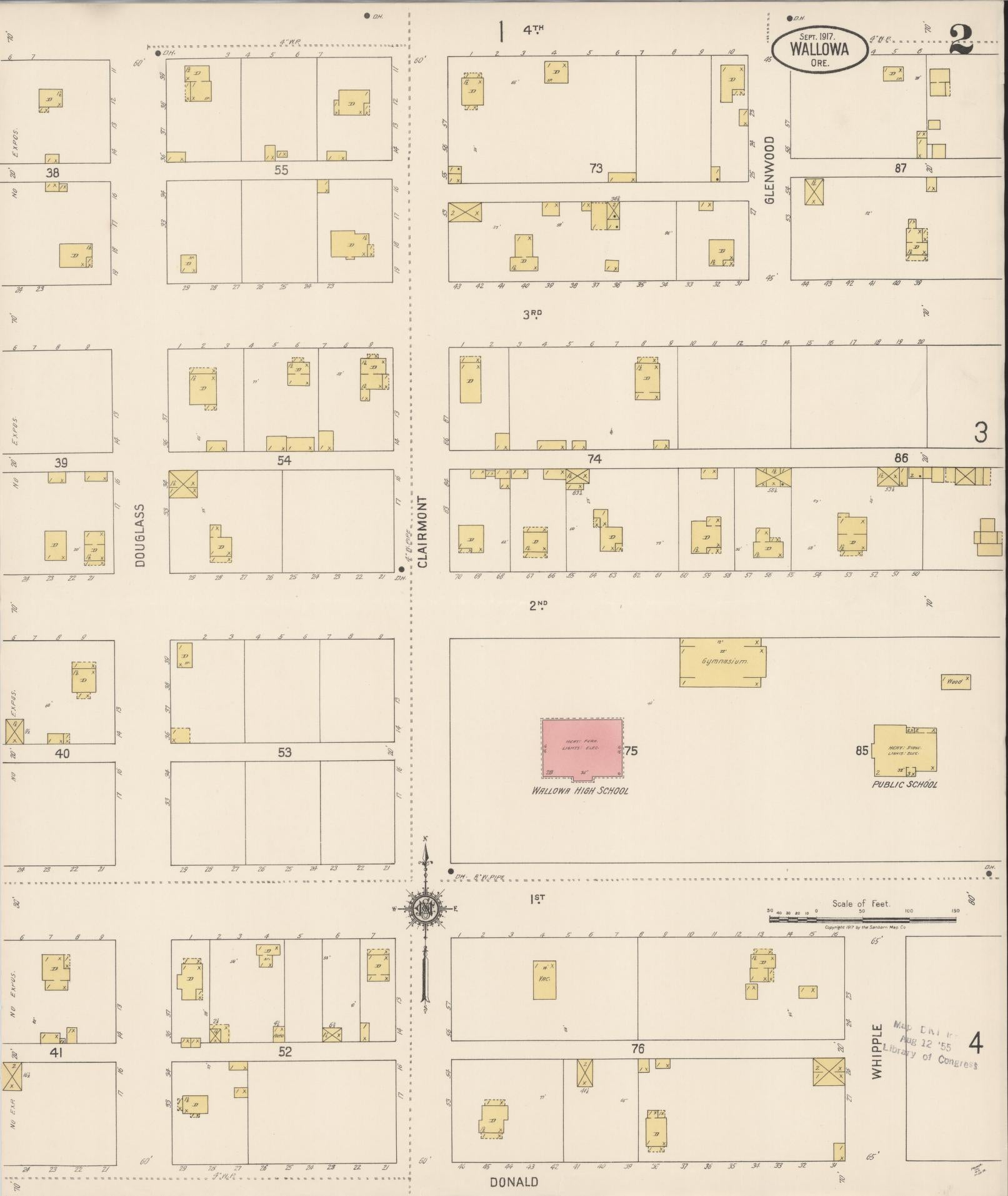 Sanborn Fire Insurance Map from Wallowa, Wallowa County, Oregon (1917), Sheet #0002 - Complete Map Set gallery image, historic Sanborn map, vintage wall art, Oregon Oregon