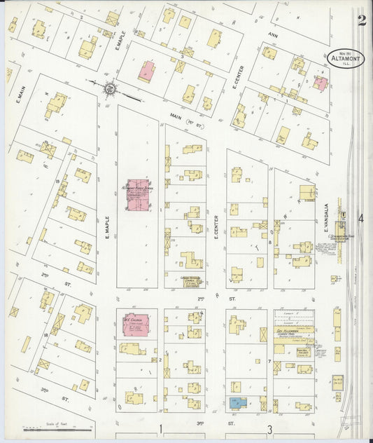 Sanborn Fire Insurance Map from Altamont, Effingham County, Illinois (1911), Sheet #0002 - Historic Sanborn Fire Insurance Map Print, vintage old map wall art, antique decor, genealogy gift, Illinois Illinois map