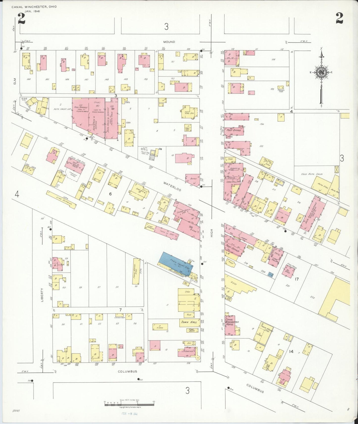 Sanborn Fire Insurance Map from Canal Winchester, Franklin County, Ohio (1941), Sheet #0002 - Complete Map Set gallery image, historic Sanborn map, vintage wall art, Ohio Ohio