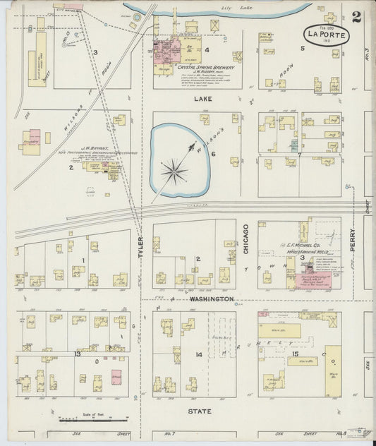 Sanborn Fire Insurance Map from La Porte, La Porte County, Indiana (1890), Sheet #0002 - Historic Sanborn Fire Insurance Map Print, vintage old map wall art, antique decor, genealogy gift, Indiana Indiana map