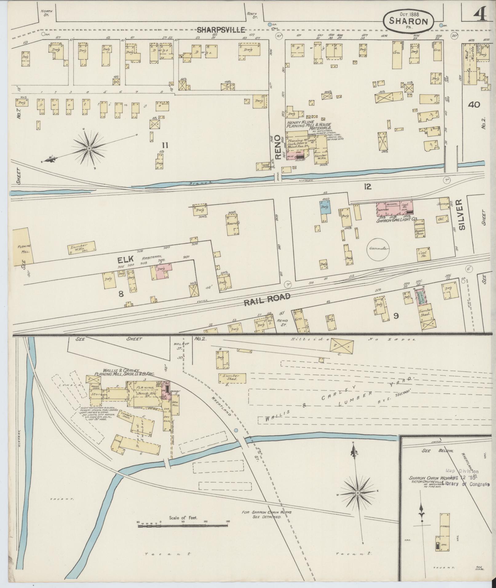 Sanborn Fire Insurance Map from Sharon, Mercer County, Pennsylvania (1888), Sheet #0004 - Complete Map Set gallery image, historic Sanborn map, vintage wall art, Pennsylvania Pennsylvania