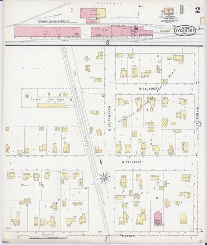Sanborn Fire Insurance Map from Sycamore, De Kalb County, Illinois (1896), Sheet #0002 - Complete Map Set gallery image, historic Sanborn map, vintage wall art, Illinois Illinois