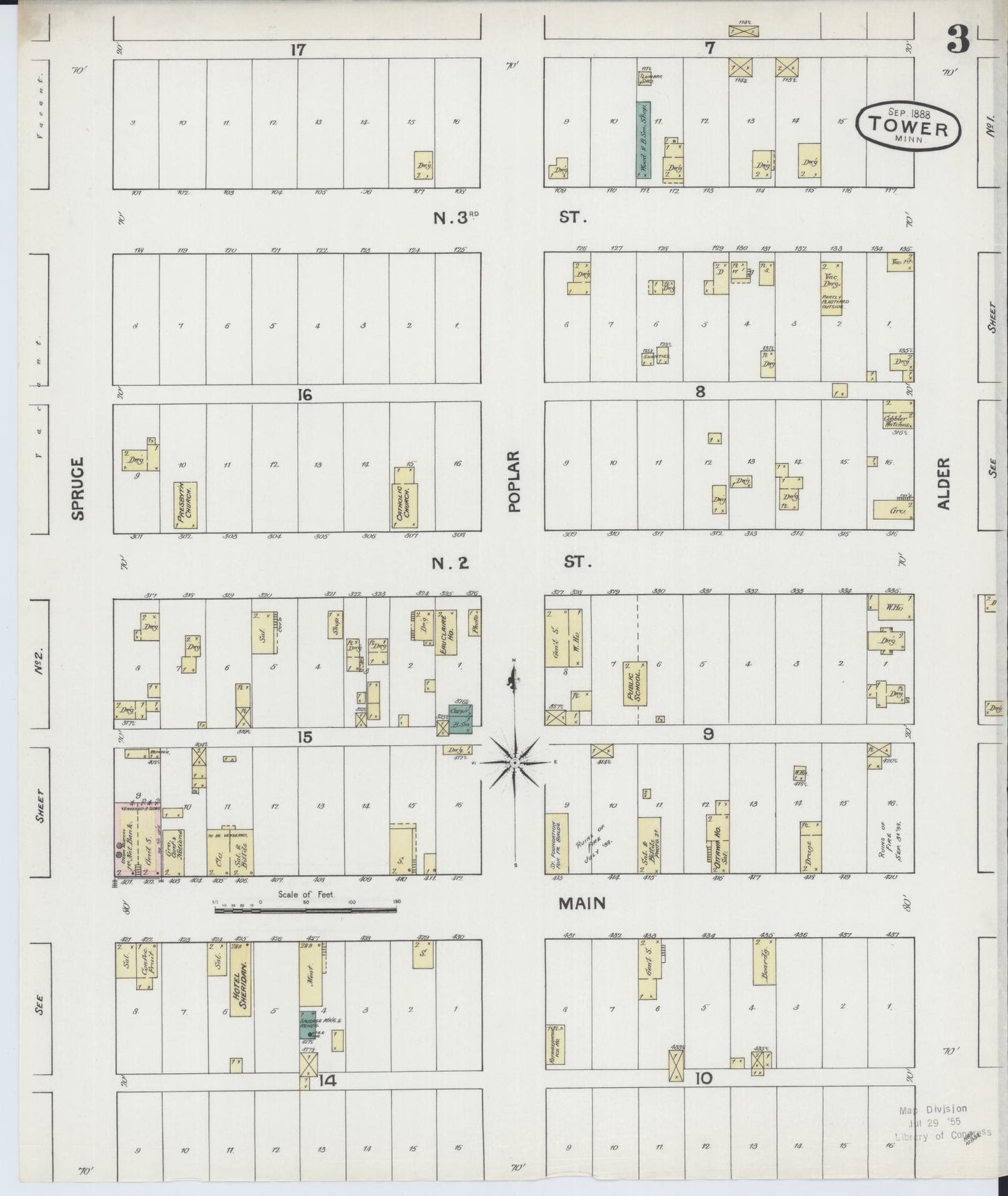 Sanborn Fire Insurance Map from Tower, Saint Louis County, Minnesota (1888), Sheet #0003 - Complete Map Set gallery image, historic Sanborn map, vintage wall art, Minnesota Minnesota