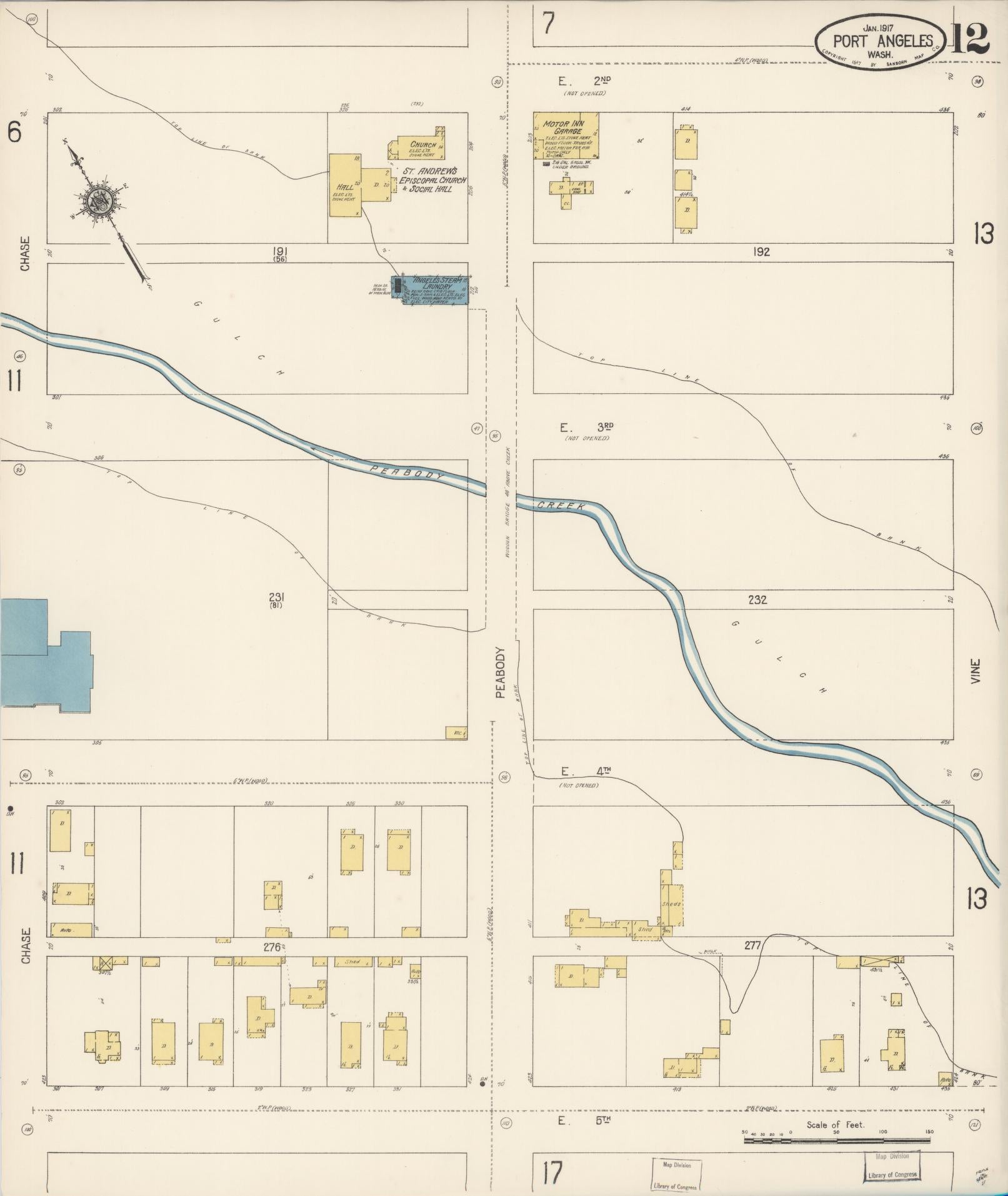 Sanborn Fire Insurance Map from Port Angeles, Clallam County, Washington (1917), Sheet #0012 - Complete Map Set gallery image, historic Sanborn map, vintage wall art, Washington Washington