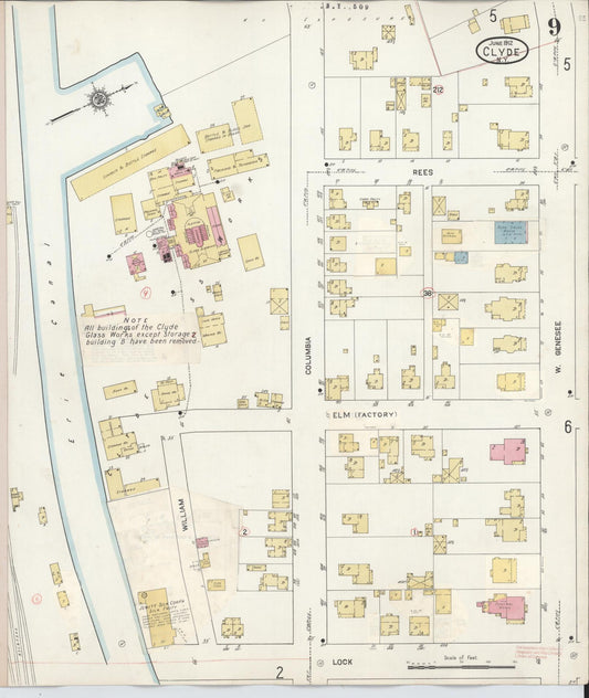 Sanborn Fire Insurance Map from Clyde, Wayne County, New York (1932), Sheet #0009 - Historic Sanborn Fire Insurance Map Print, vintage old map wall art, antique decor, genealogy gift, New York New York map