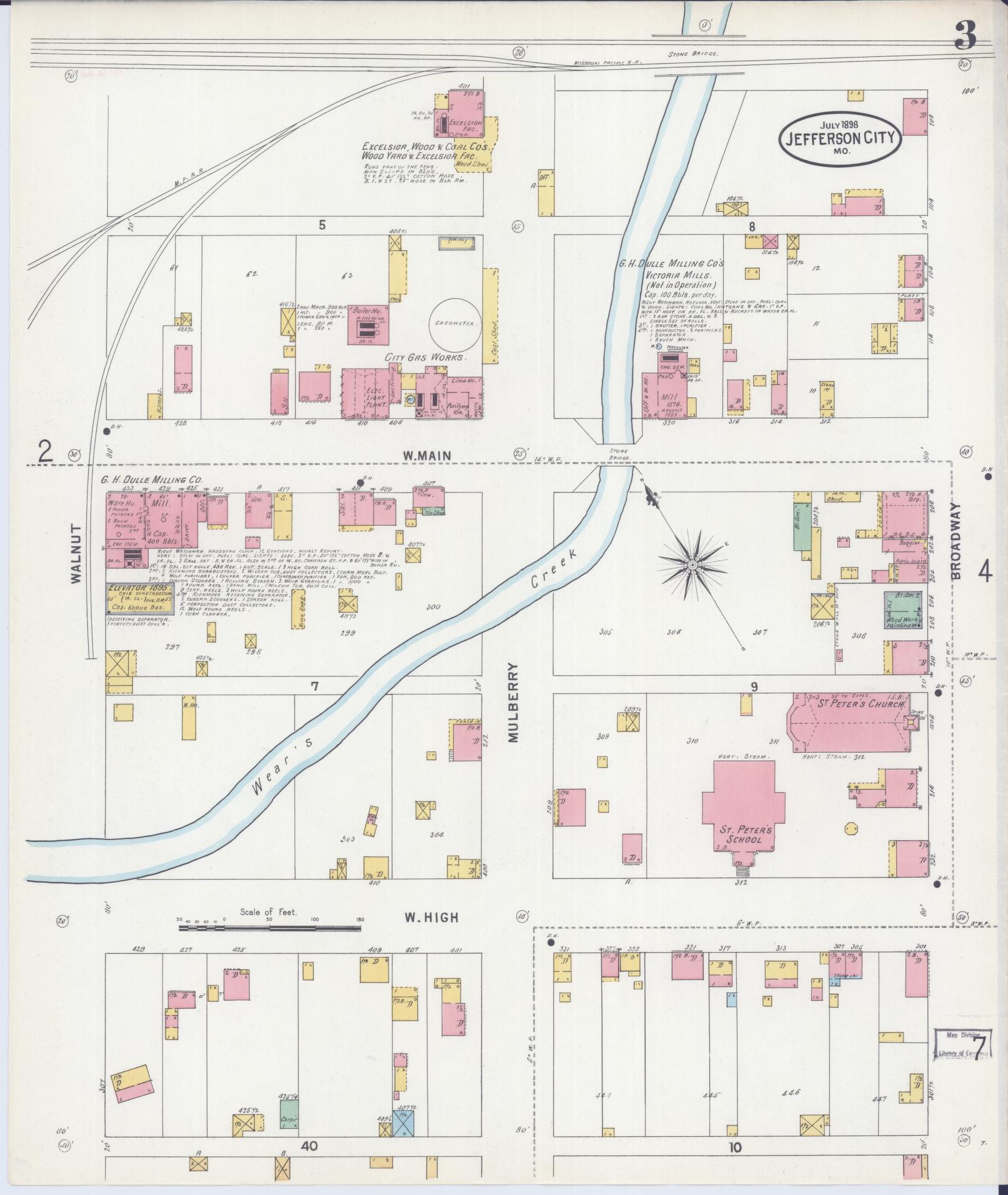 Sanborn Fire Insurance Map from Jefferson City, Cole County, Missouri (1898), Sheet #0003 - Complete Map Set gallery image, historic Sanborn map, vintage wall art, Missouri Missouri