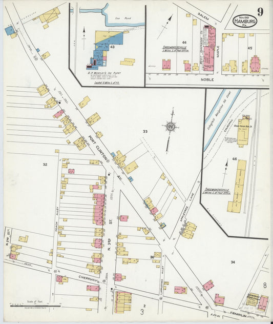 Sanborn Fire Insurance Map from Hamburg, Berks County, Pennsylvania (1919), Sheet #0009 - Historic Sanborn Fire Insurance Map Print, vintage old map wall art, antique decor, genealogy gift, Pennsylvania Pennsylvania map
