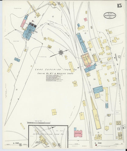 Sanborn Fire Insurance Map from Ishpeming, Marquette County, Michigan (1911), Sheet #0015 - Historic Sanborn Fire Insurance Map Print, vintage old map wall art, antique decor, genealogy gift, Michigan Michigan map