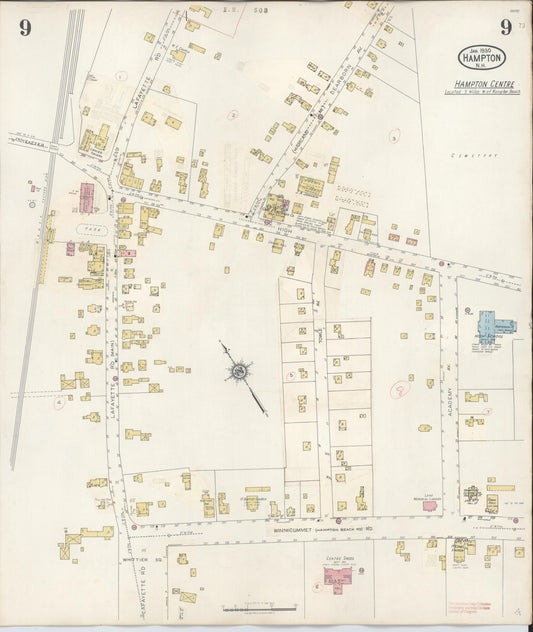Sanborn Fire Insurance Map from Hampton, Rockingham County, New Hampshire (1942), Sheet #0009 - Historic Sanborn Fire Insurance Map Print, vintage old map wall art, antique decor, genealogy gift, New Hampshire New Hampshire map