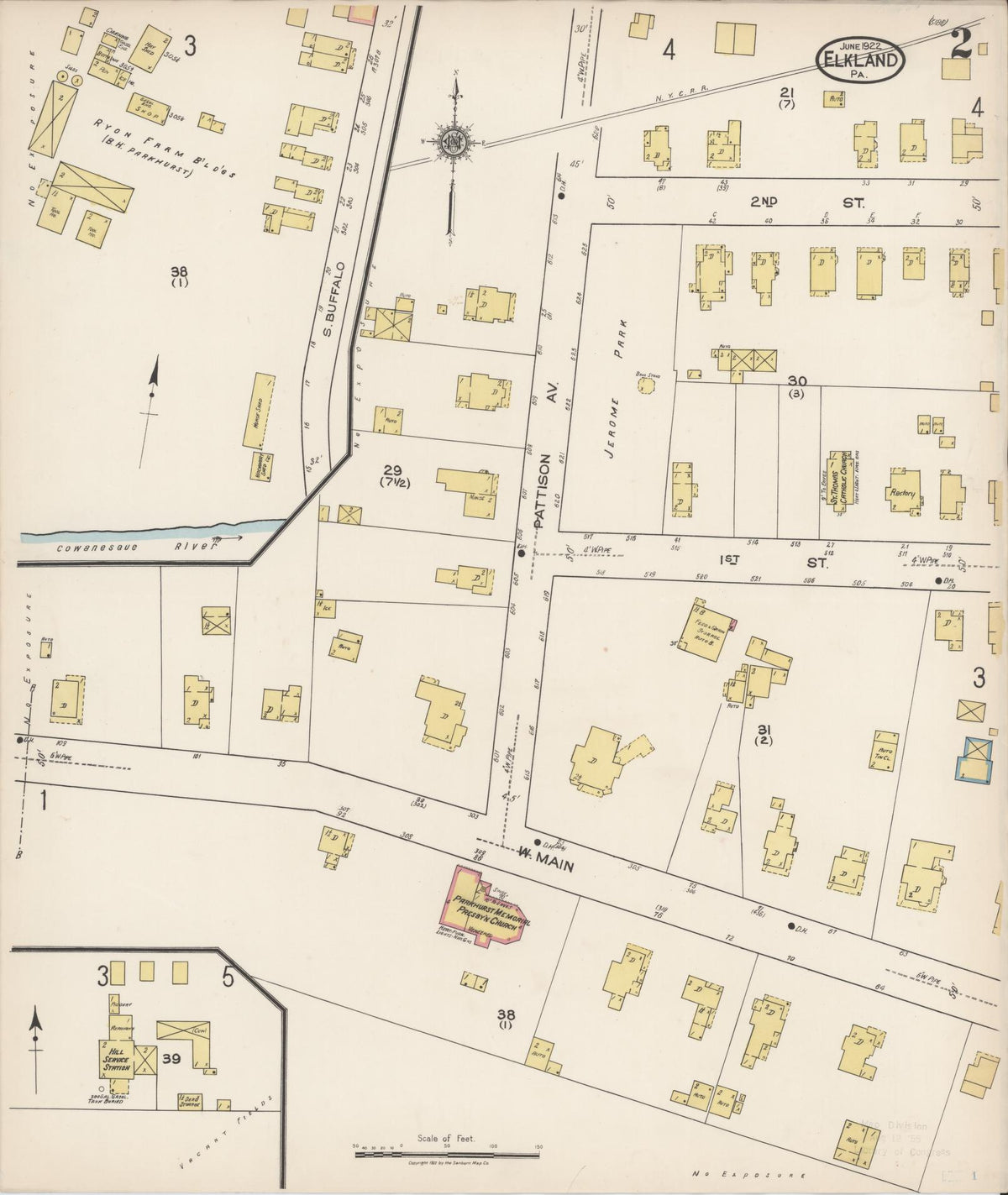 Sanborn Fire Insurance Map from Elkland, Tioga County, Pennsylvania (1922), Sheet #0002 - Complete Map Set gallery image, historic Sanborn map, vintage wall art, Pennsylvania Pennsylvania