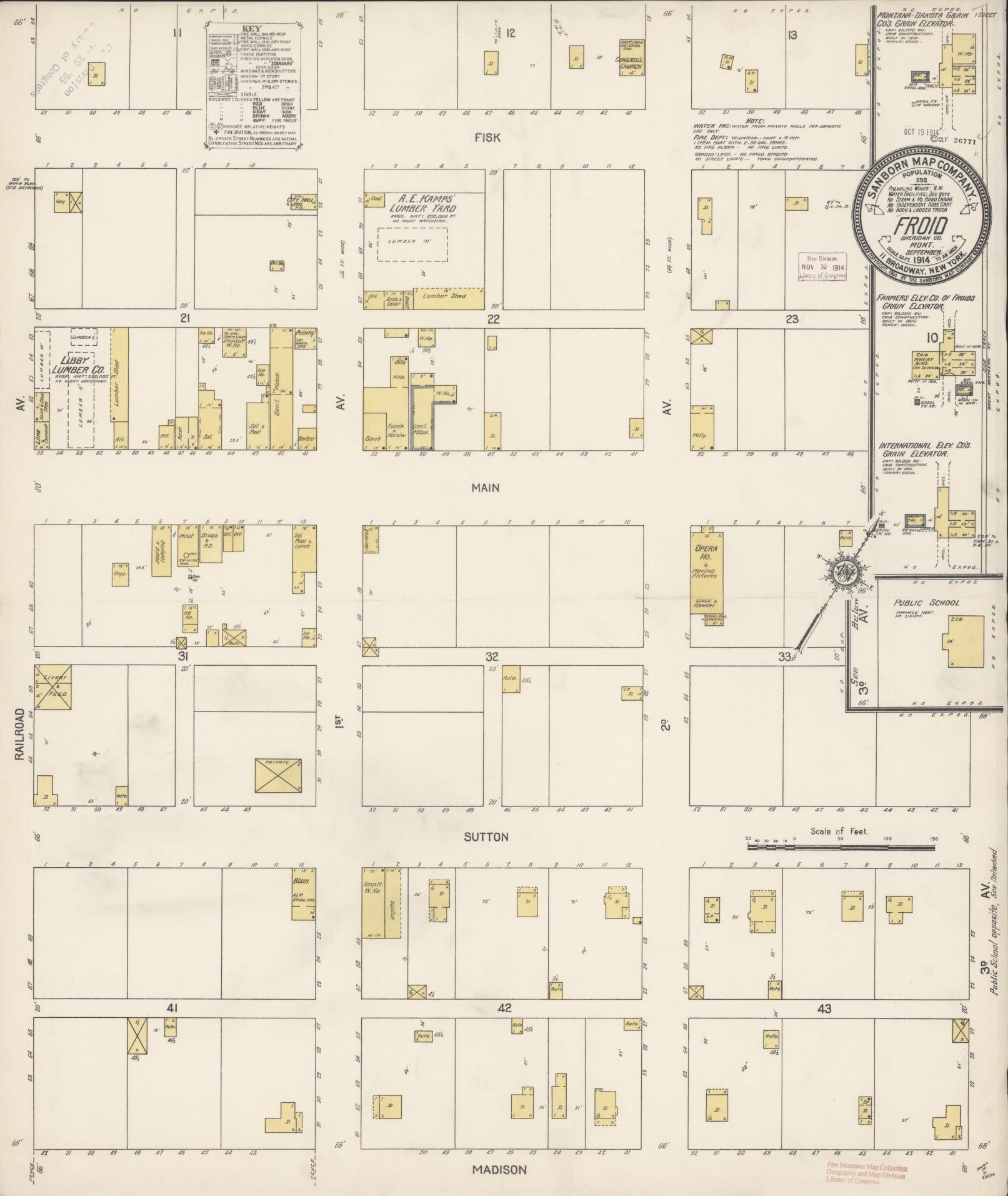 Sanborn Fire Insurance Map from Froid, Roosevelt County, Montana (1914), Sheet #0001 - Historic Sanborn Fire Insurance Map Print, vintage old map wall art, antique decor, genealogy gift, Montana Montana map