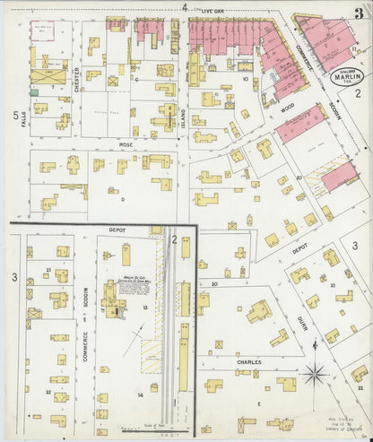 Sanborn Fire Insurance Map from Marlin, Falls County, Texas (1899), Sheet #0003 - Complete Map Set gallery image, historic Sanborn map, vintage wall art, Texas Texas