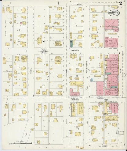 Sanborn Fire Insurance Map from Memphis, Scotland County, Missouri (1898), Sheet #0002 - Complete Map Set gallery image, historic Sanborn map, vintage wall art, Missouri Missouri