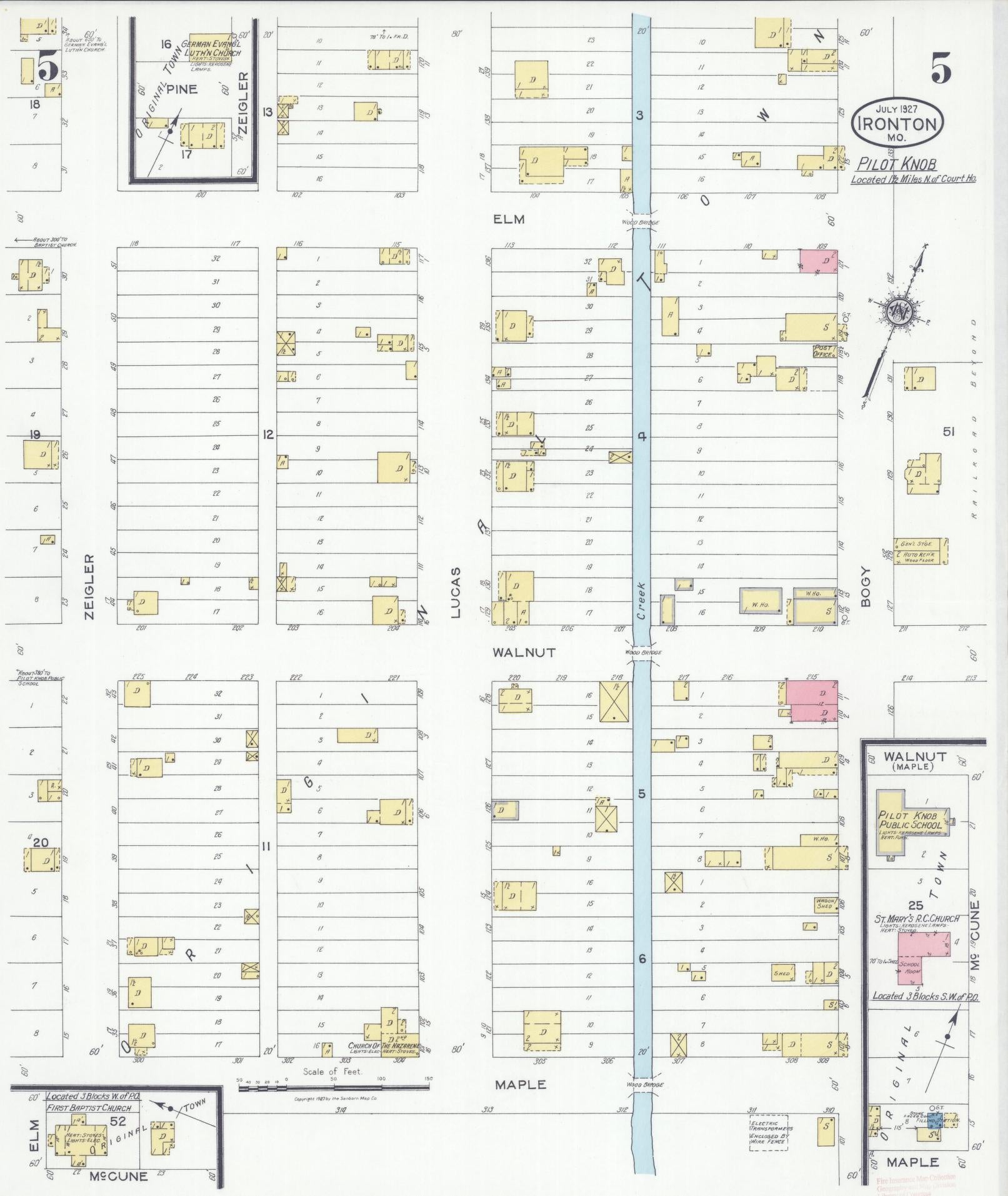 Sanborn Fire Insurance Map from Ironton, Iron County, Missouri (1927), Sheet #0005 - Historic Sanborn Fire Insurance Map Print, vintage old map wall art, antique decor, genealogy gift, Missouri Missouri map