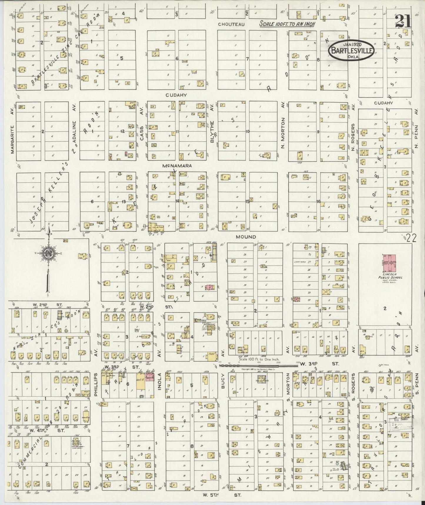 Sanborn Fire Insurance Map from Bartlesville, Washington County, Oklahoma (1920), Sheet #0021 - Historic Sanborn Fire Insurance Map Print, vintage old map wall art, antique decor, genealogy gift, Oklahoma Oklahoma map