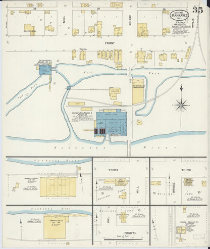 Sanborn Fire Insurance Map from Kankakee, Kankakee County, Illinois (1907), Sheet #0035 - Historic Sanborn Fire Insurance Map Print, vintage old map wall art, antique decor, genealogy gift, Illinois Illinois map