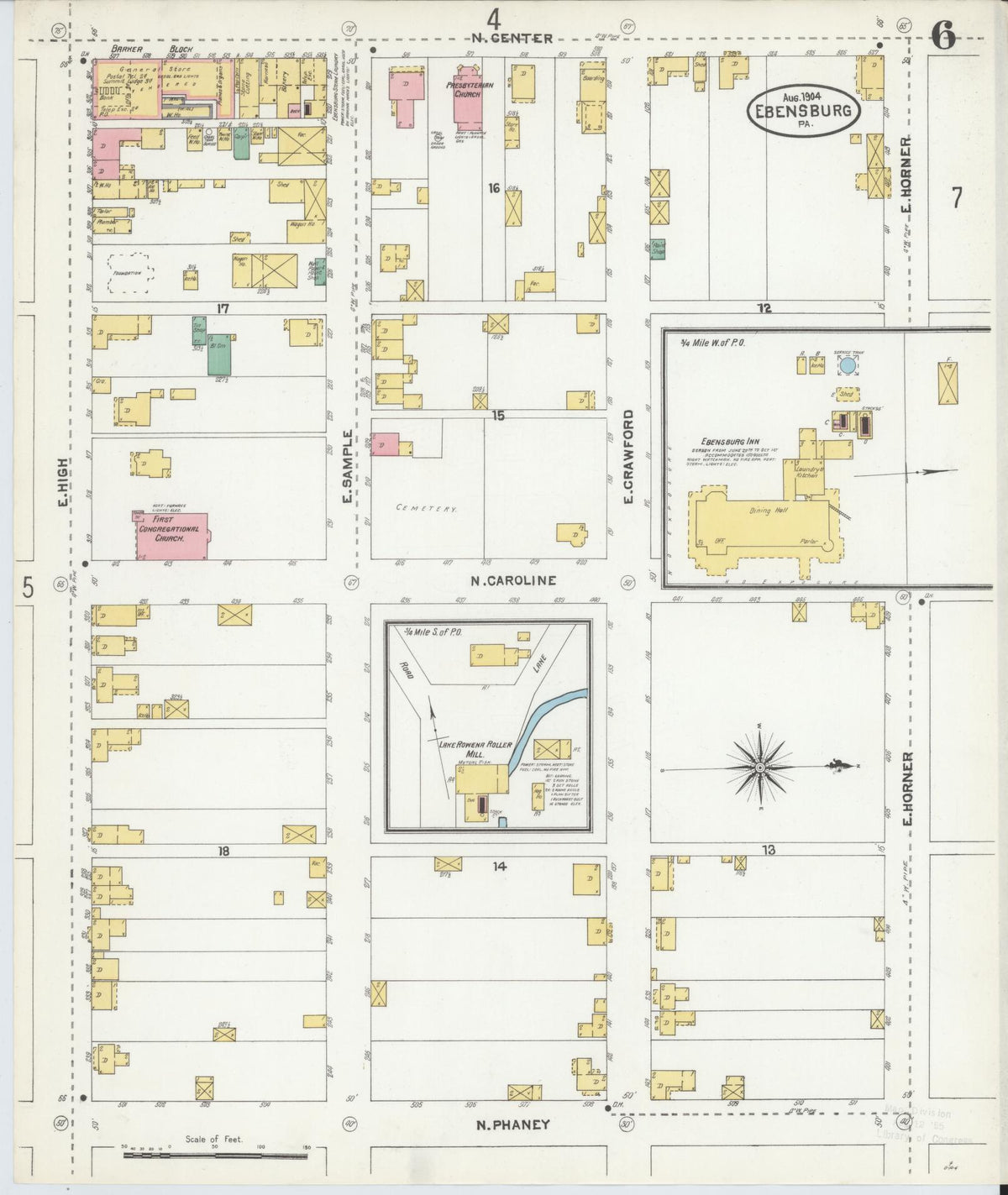 Sanborn Fire Insurance Map from Ebensburg, Cambria County, Pennsylvania (1904), Sheet #0006 - Complete Map Set gallery image, historic Sanborn map, vintage wall art, Pennsylvania Pennsylvania