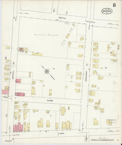 Sanborn Fire Insurance Map from Madison, Morris County, New Jersey (1912), Sheet #0008 - Complete Map Set gallery image, historic Sanborn map, vintage wall art, New Jersey New Jersey