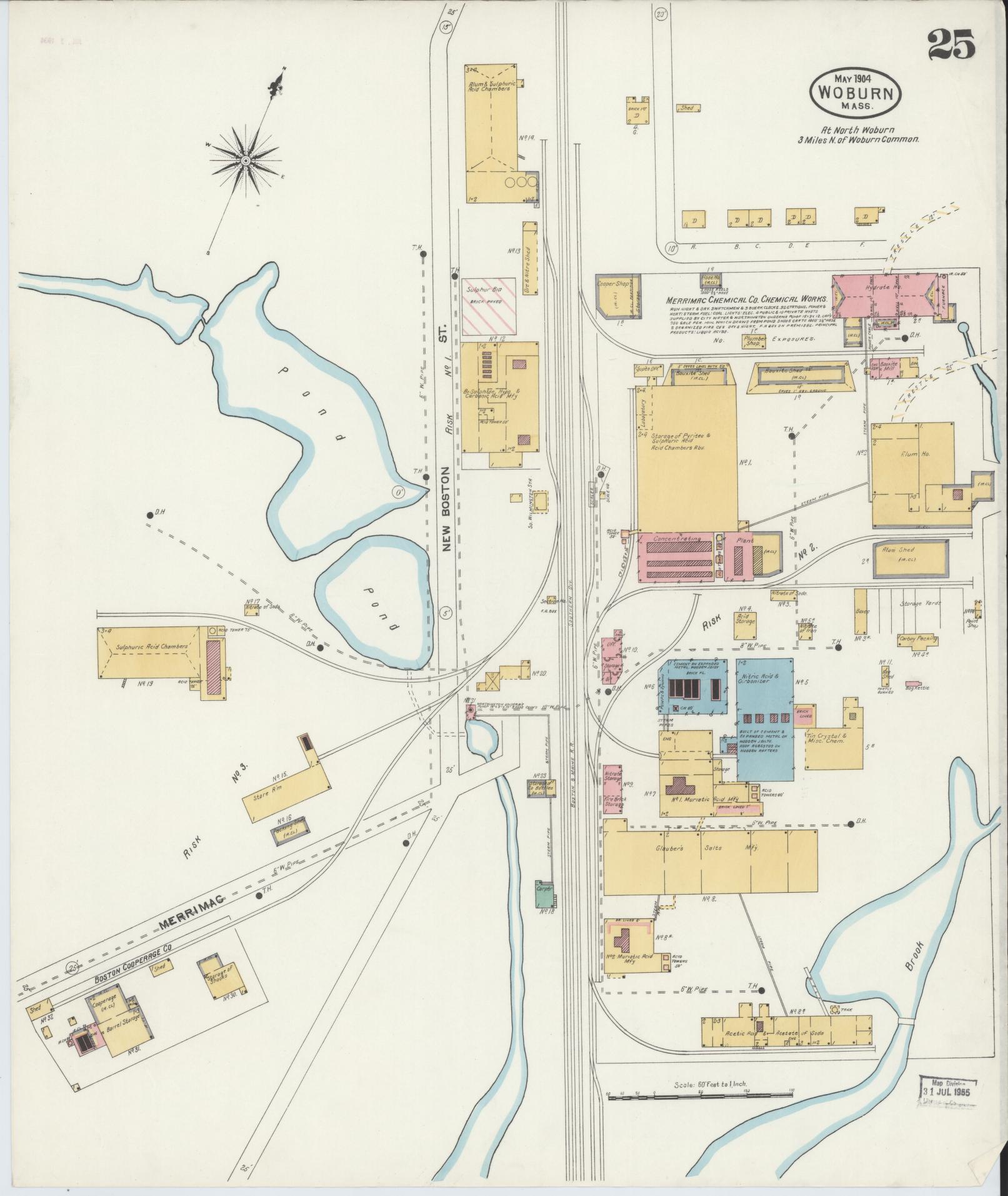 Sanborn Fire Insurance Map from Woburn, Middlesex County, Massachusetts (1904), Sheet #0025 - Complete Map Set gallery image, historic Sanborn map, vintage wall art, Massachusetts Massachusetts