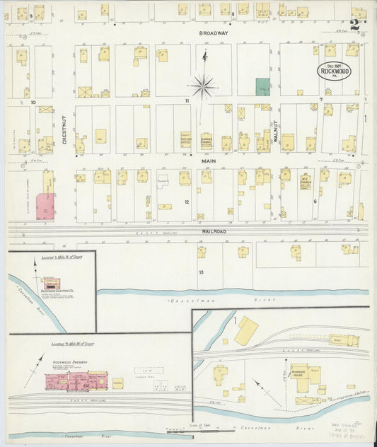 Sanborn Fire Insurance Map from Rockwood, Somerset County, Pennsylvania (1907), Sheet #0002 - Historic Sanborn Fire Insurance Map Print, vintage old map wall art, antique decor, genealogy gift, Pennsylvania Pennsylvania map
