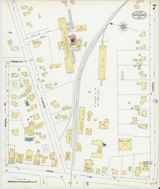 Sanborn Fire Insurance Map from Rockland, Plymouth County, Massachusetts (1901), Sheet #0007 - Historic Sanborn Fire Insurance Map Print, vintage old map wall art, antique decor, genealogy gift, Massachusetts Massachusetts map
