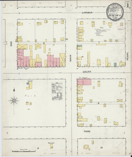Sanborn Fire Insurance Map from Geneva, Fillmore County, Nebraska (1892), Sheet #0001 - Historic Sanborn Fire Insurance Map Print, vintage old map wall art, antique decor, genealogy gift, Nebraska Nebraska map