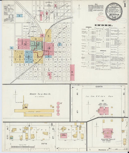 Sanborn Fire Insurance Map from Mendota, La Salle County, Illinois (1897), Sheet #0001 - Complete Map Set gallery image, historic Sanborn map, vintage wall art, Illinois Illinois