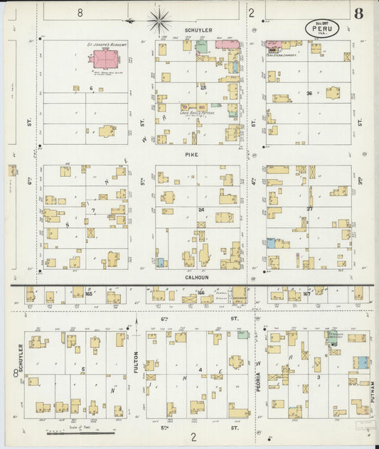 Sanborn Fire Insurance Map from Peru, La Salle County, Illinois (1897), Sheet #0008 - Historic Sanborn Fire Insurance Map Print, vintage old map wall art, antique decor, genealogy gift, Illinois Illinois map
