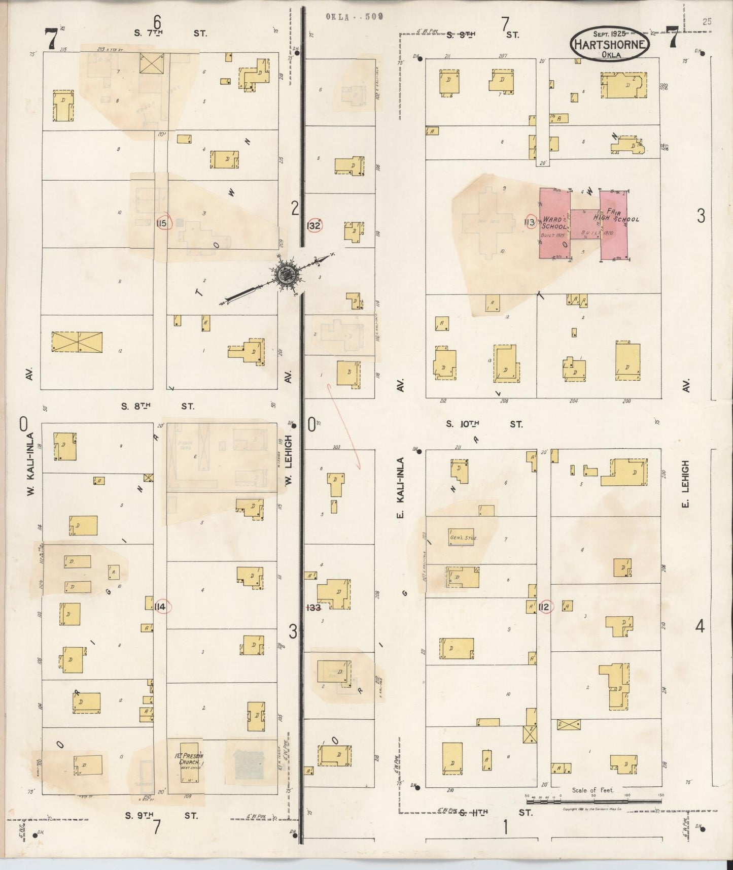 Sanborn Fire Insurance Map from Hartshorne, Pittsburg County, Oklahoma (1937), Sheet #0007 - Complete Map Set gallery image, historic Sanborn map, vintage wall art, Oklahoma Oklahoma