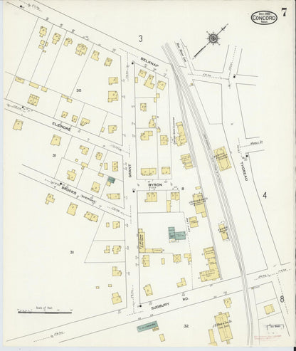 Sanborn Fire Insurance Map from Concord, Middlesex County, Massachusetts (1909), Sheet #0007 - Complete Map Set gallery image, historic Sanborn map, vintage wall art, Massachusetts Massachusetts