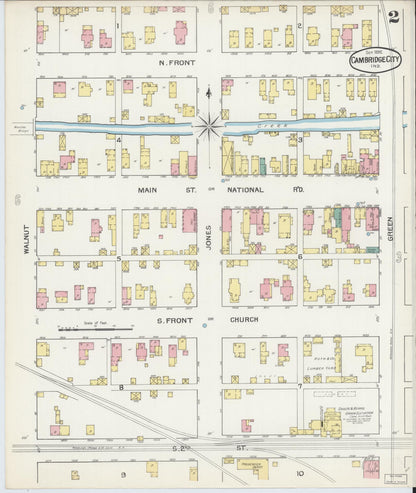 Sanborn Fire Insurance Map from Cambridge City, Wayne County, Indiana (1892), Sheet #0002 - Complete Map Set gallery image, historic Sanborn map, vintage wall art, Indiana Indiana