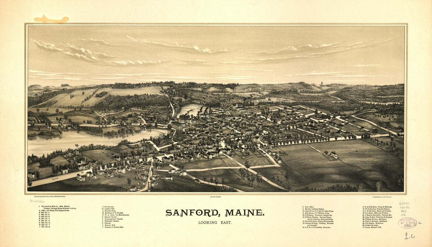 Sanford, Maine. (1889) – Historic Bird’s-Eye View Panorama Print