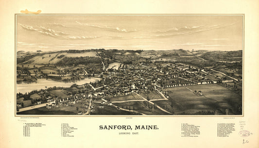 Sanford, Maine. (1889) – Historic Bird’s-Eye View Panorama Print