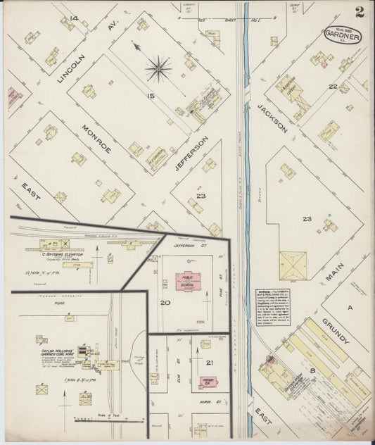 Sanborn Fire Insurance Map from Gardner, Grundy County, Illinois (1885), Sheet #0002 - Historic Sanborn Fire Insurance Map Print, vintage old map wall art, antique decor, genealogy gift, Illinois Illinois map