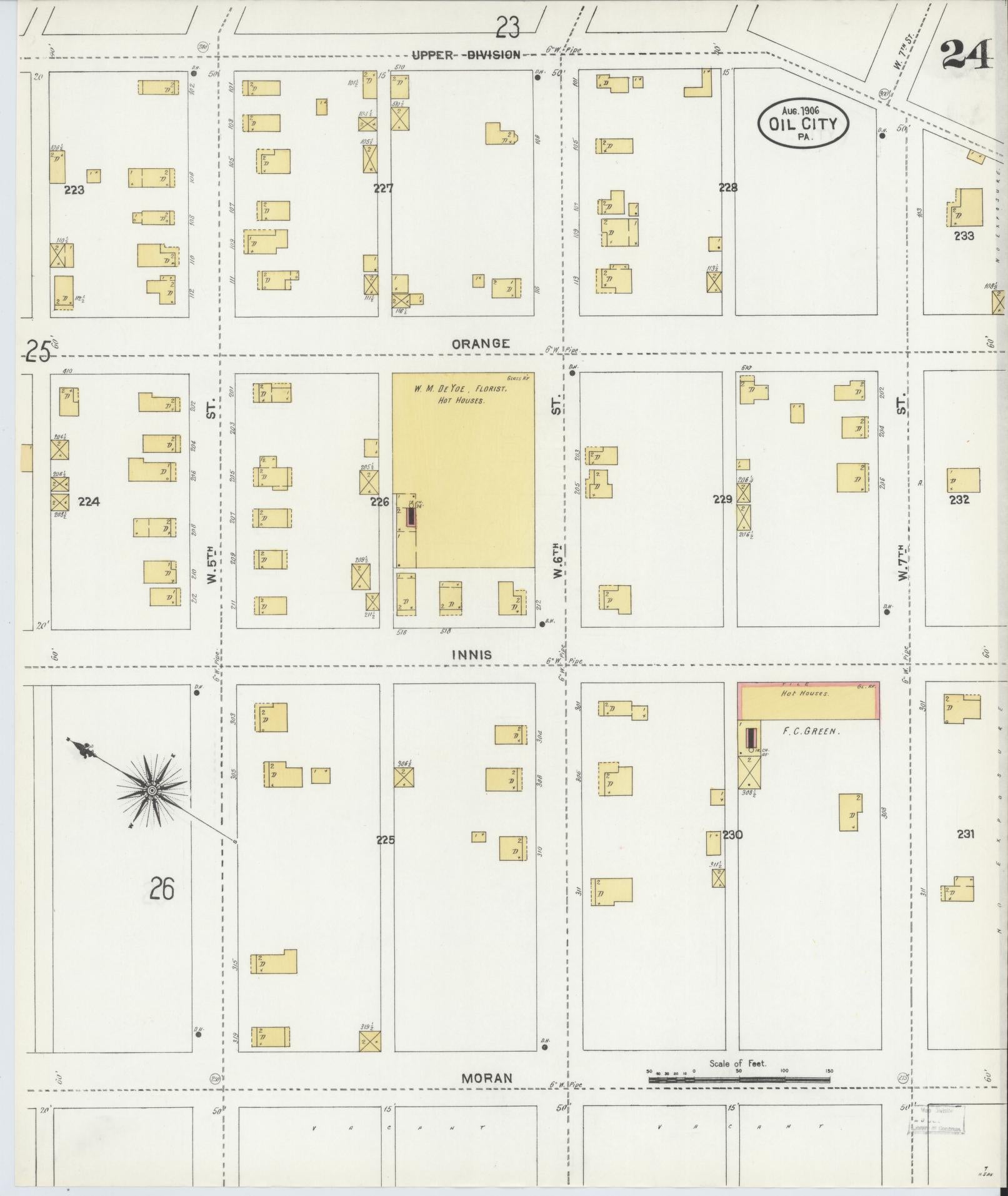 Sanborn Fire Insurance Map from Oil City, Venango County, Pennsylvania (1906), Sheet #0024 - Complete Map Set gallery image, historic Sanborn map, vintage wall art, Pennsylvania Pennsylvania
