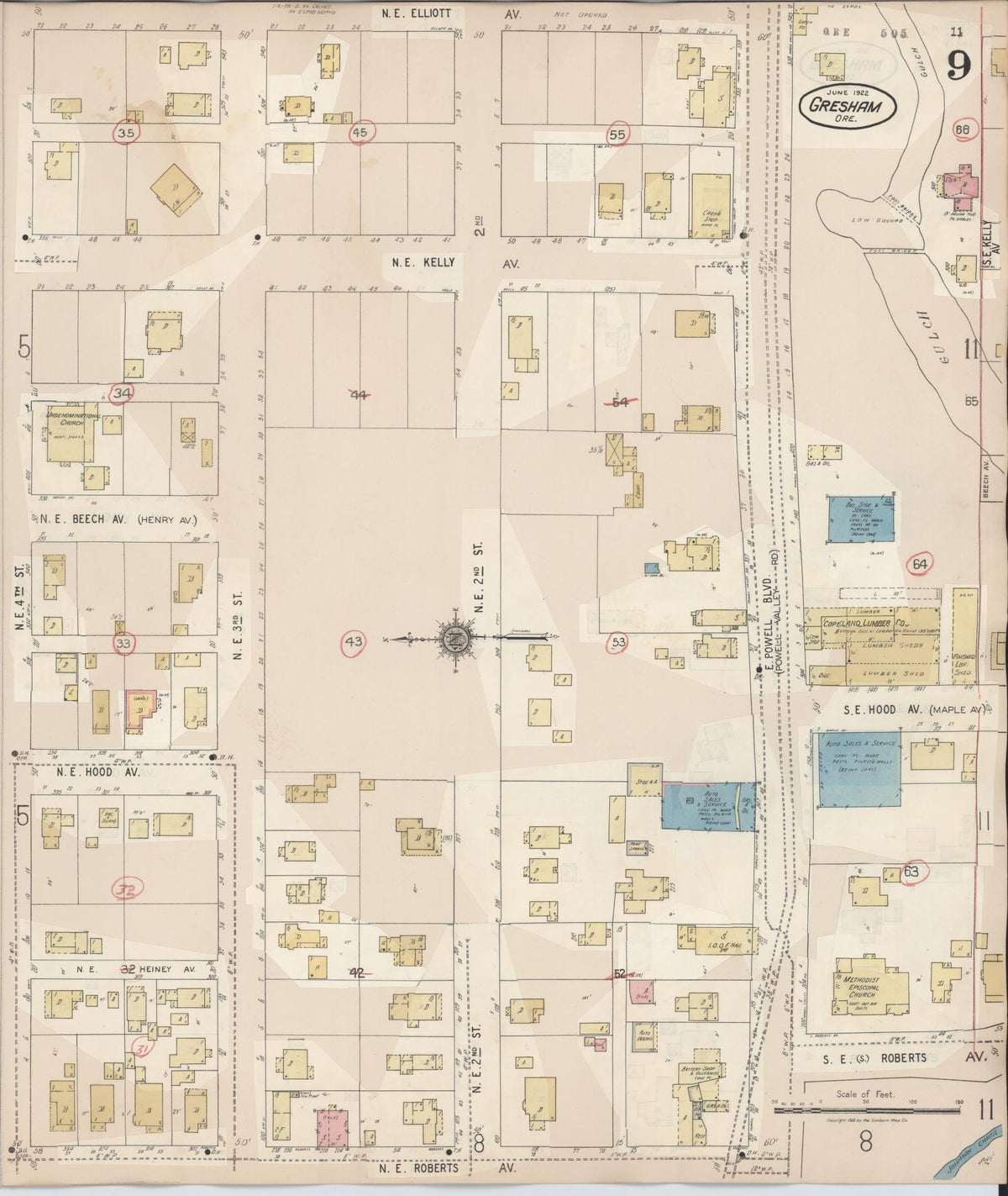 Sanborn Fire Insurance Map from Gresham, Multnomah County, Oregon (1941), Sheet #0009 - Historic Sanborn Fire Insurance Map Print, vintage old map wall art, antique decor, genealogy gift, Oregon Oregon map